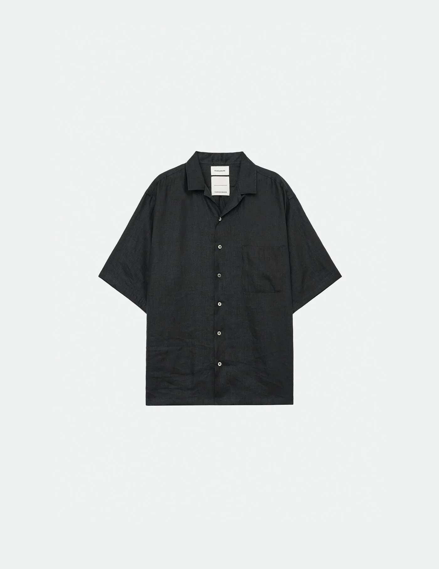 A23B-07SH01B HEMP SHIRTING OPEN COLLAR S/S SHIRT