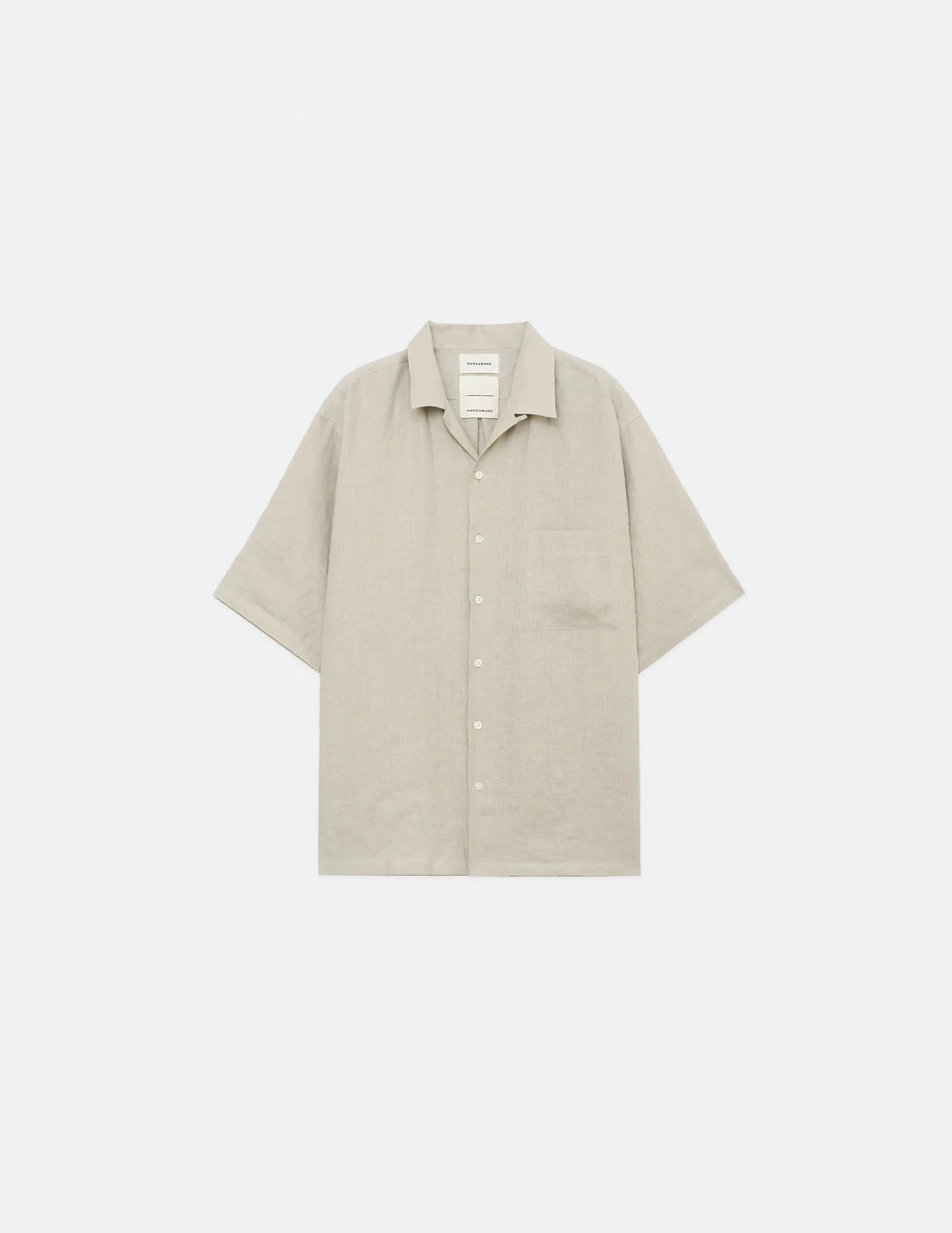 A23B-07SH01B HEMP SHIRTING OPEN COLLAR S/S SHIRT