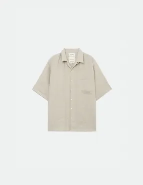 A23B-07SH01B HEMP SHIRTING OPEN COLLAR S/S SHIRT