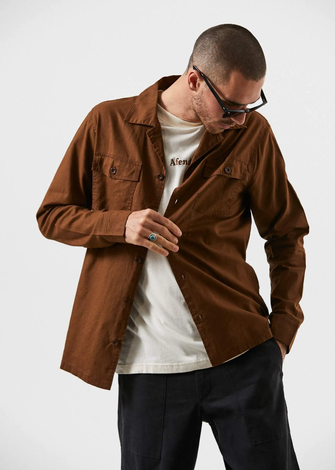 Afends Mens Maverick - Hemp Work Shirt