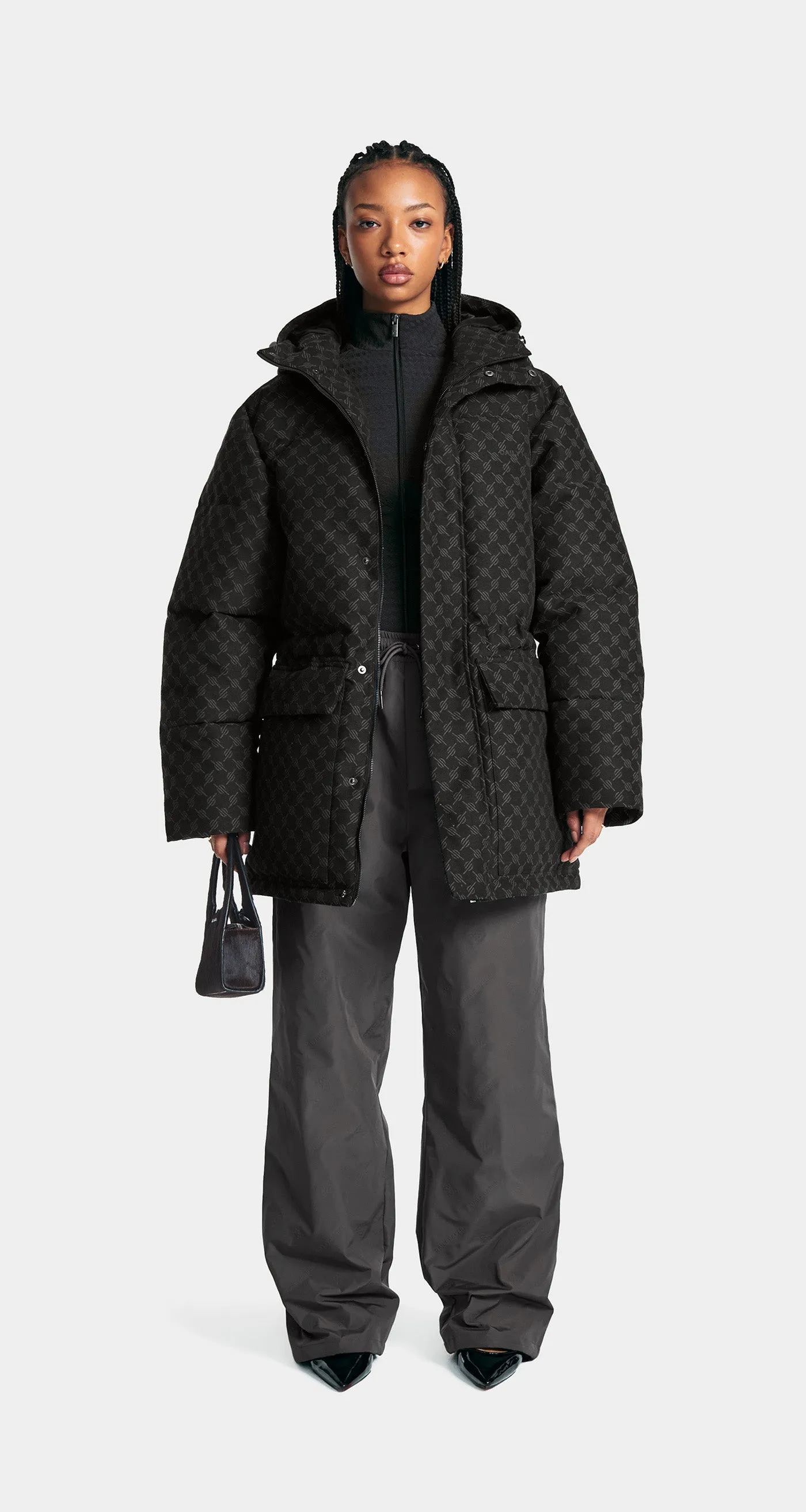 Black Oba Cotton Monogram Puffer