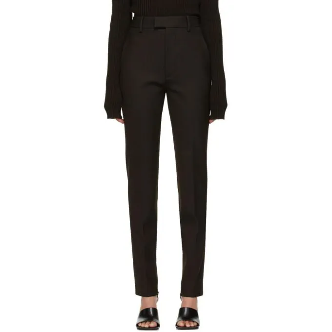 Bottega Veneta Brown Wool Slim-Fit Trousers