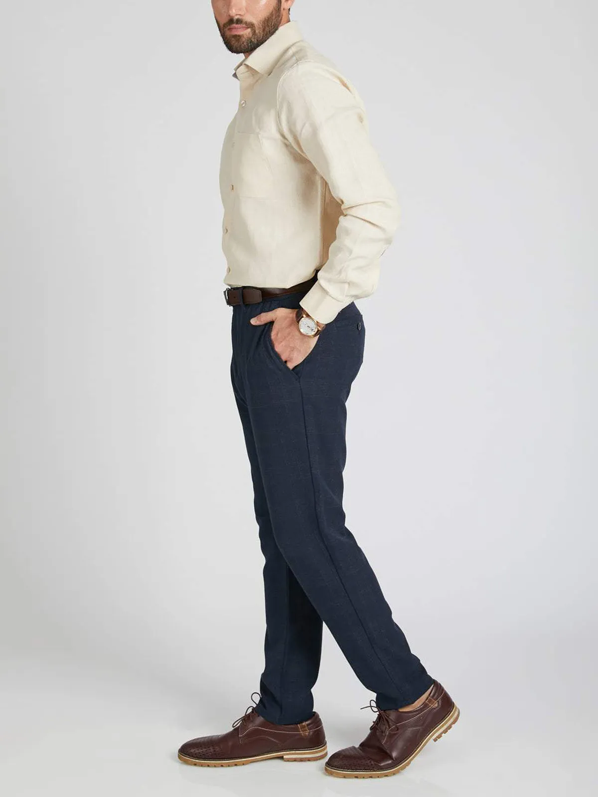 Breath Contrast Trim Shirt Beige