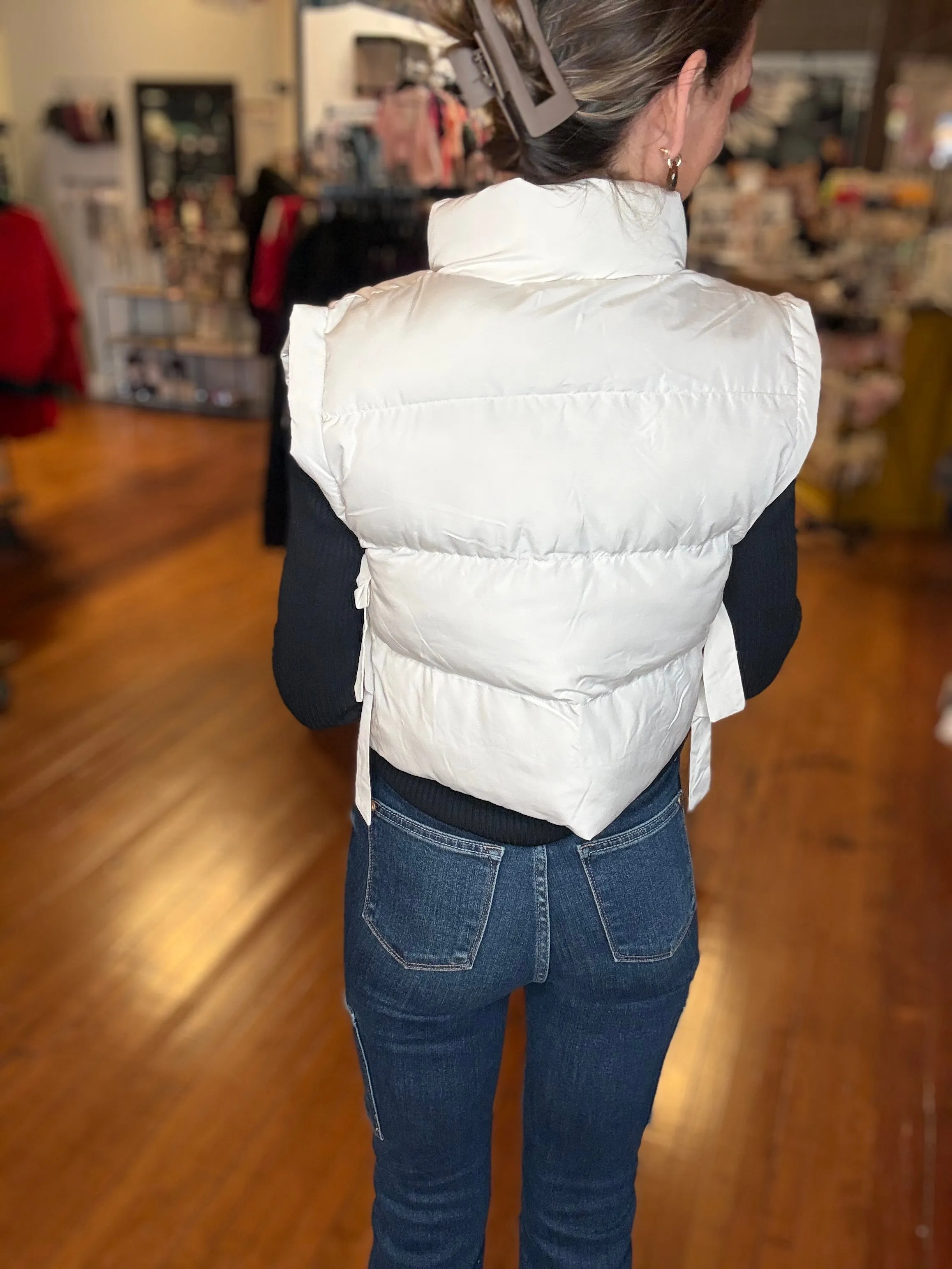 Bridget Crop Vest - ECRU (light creamy )
