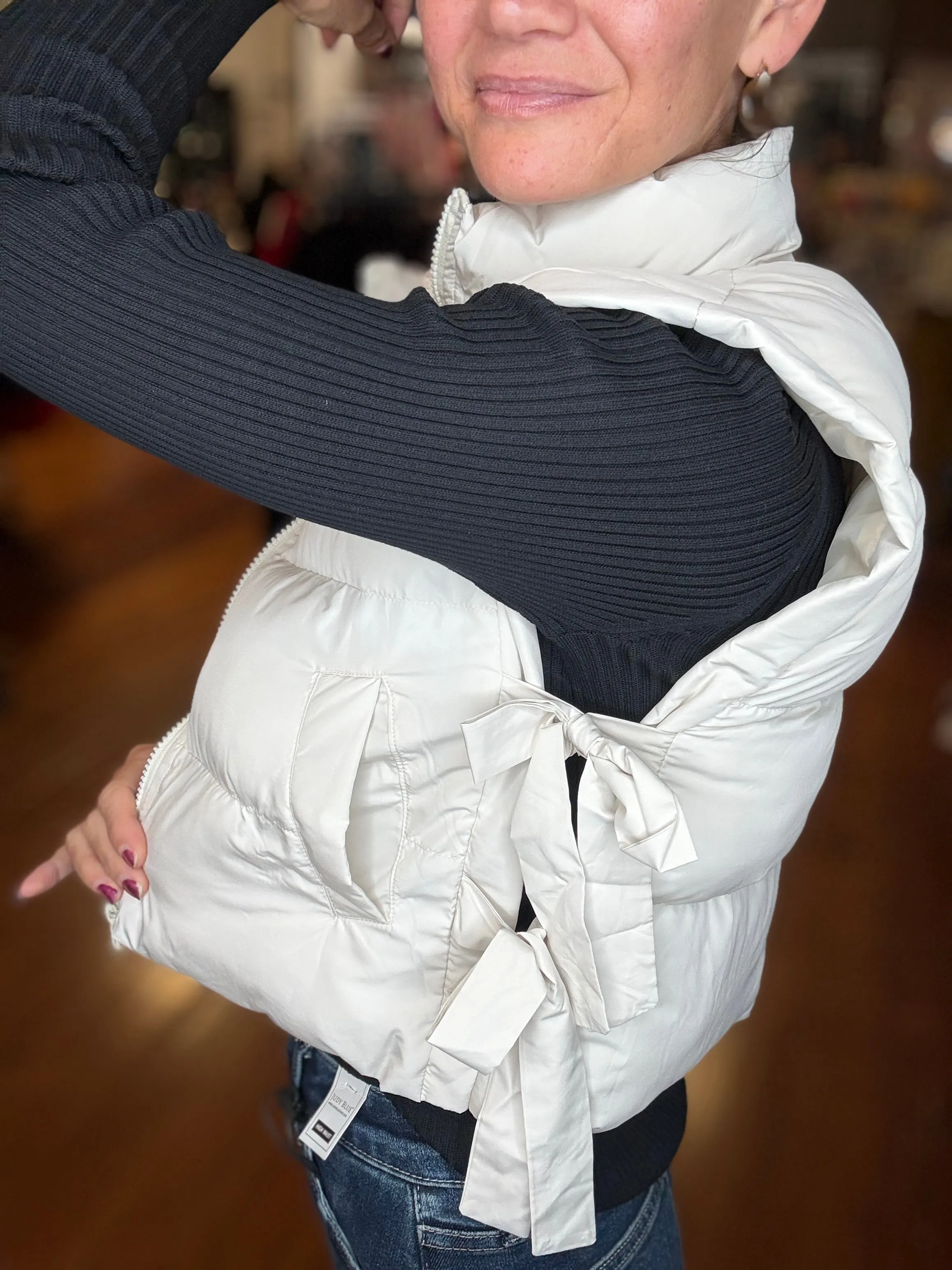Bridget Crop Vest - ECRU (light creamy )