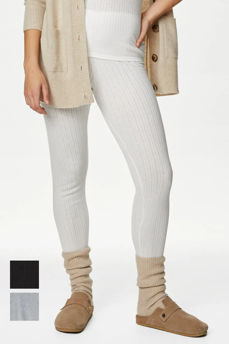 Famous Store 2pk Mixed Thermal Pointelle Leggings