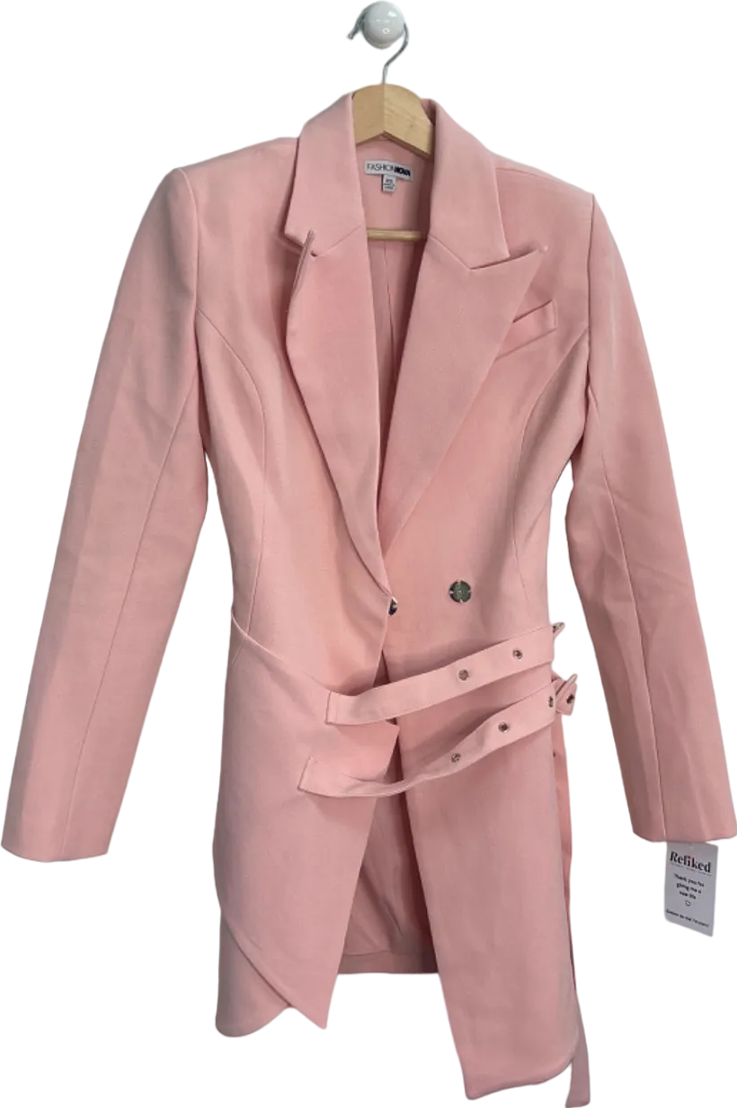 Fashion Nova Pink Belted Tailored Blazer XS