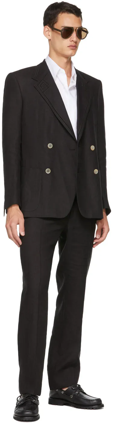 Fendi Black Hemp Double-Breasted Blazer