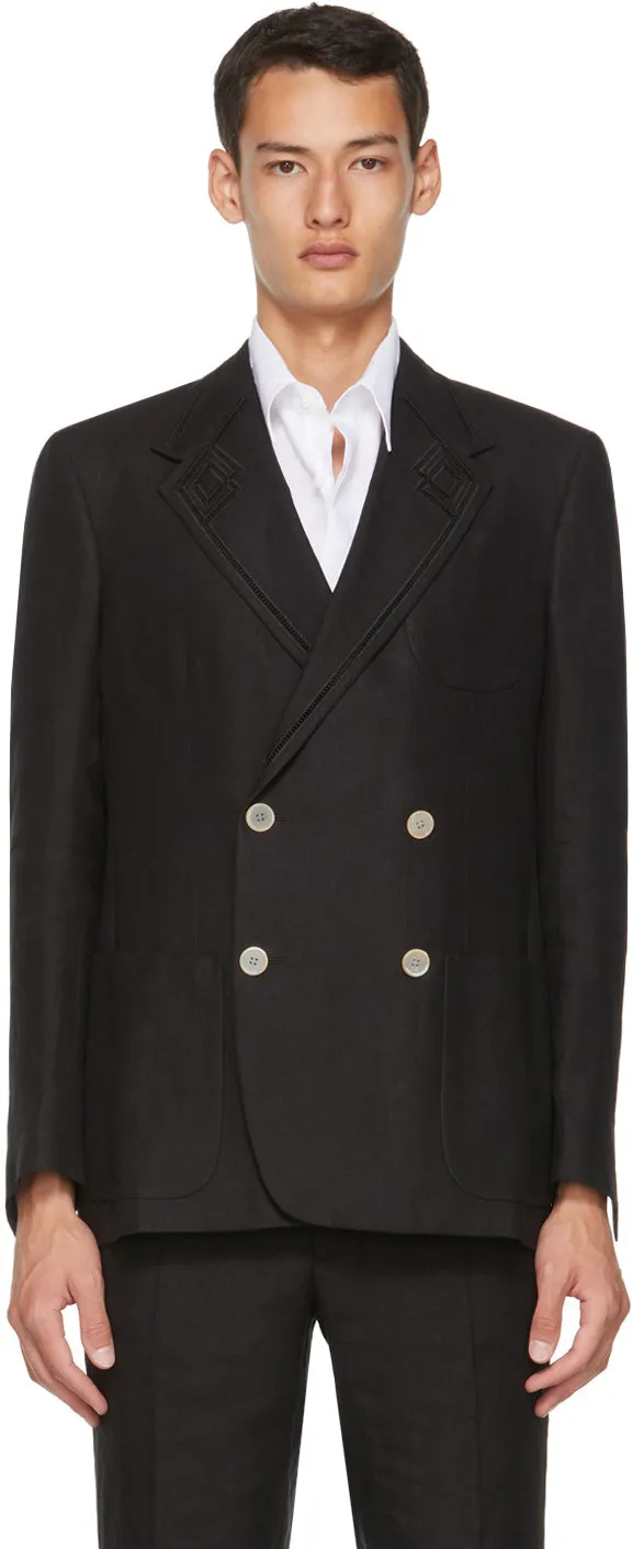 Fendi Black Hemp Double-Breasted Blazer