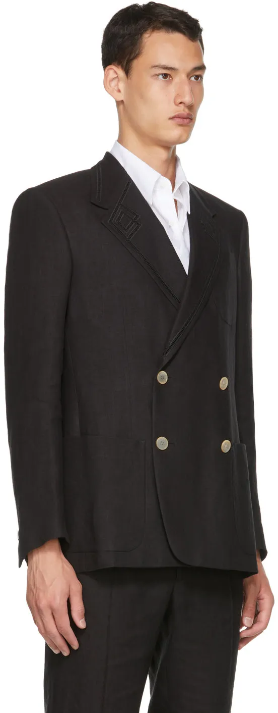 Fendi Black Hemp Double-Breasted Blazer