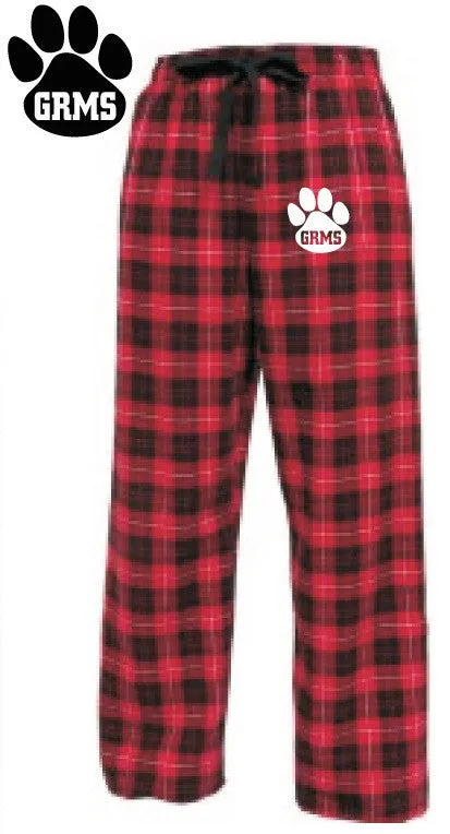Flannel Pants <br>BLACK & RED PLAID with WHITE INK