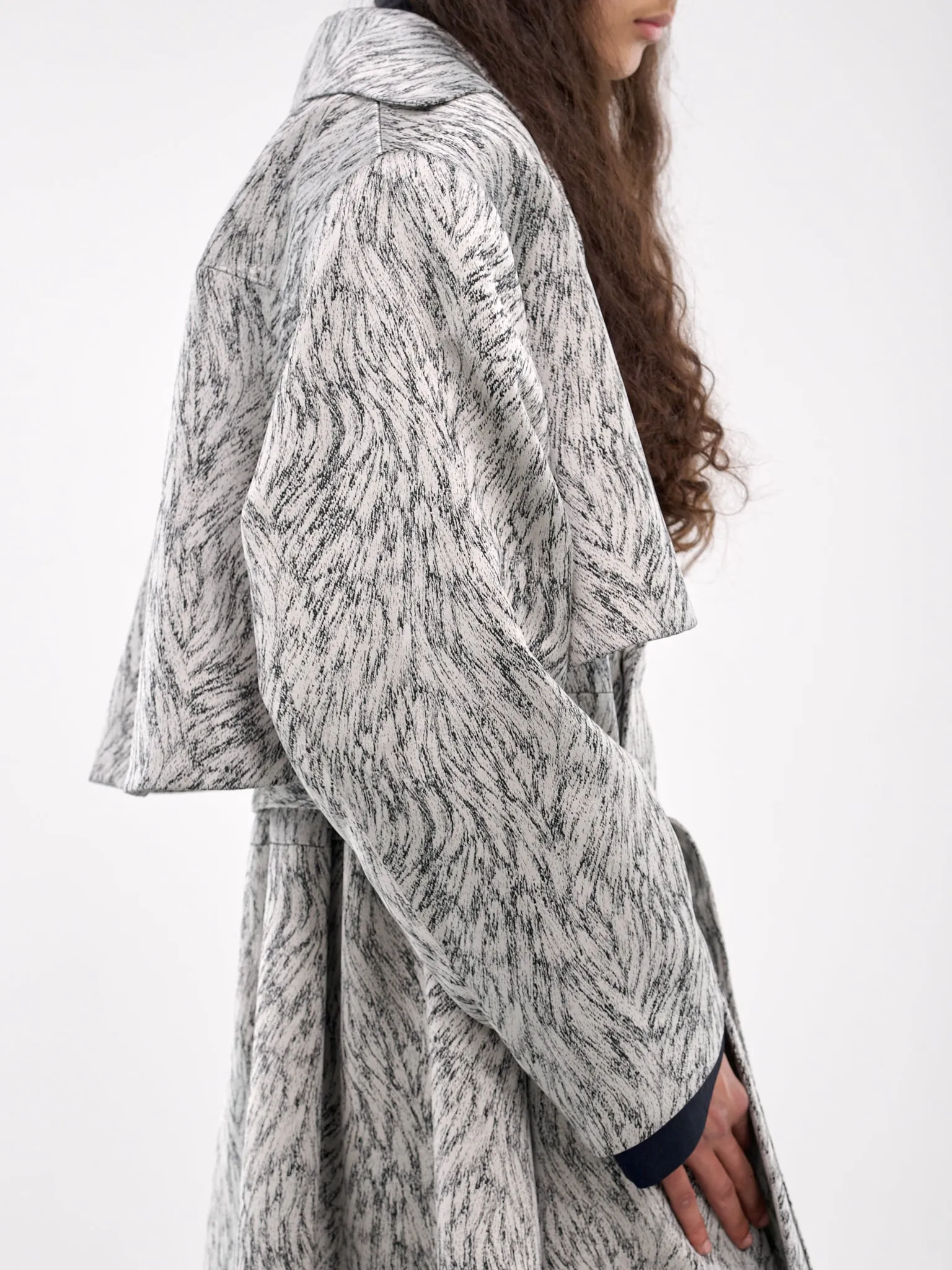 Fur Jacquard Trench Cape (0189-T727-SILVER-FOX)