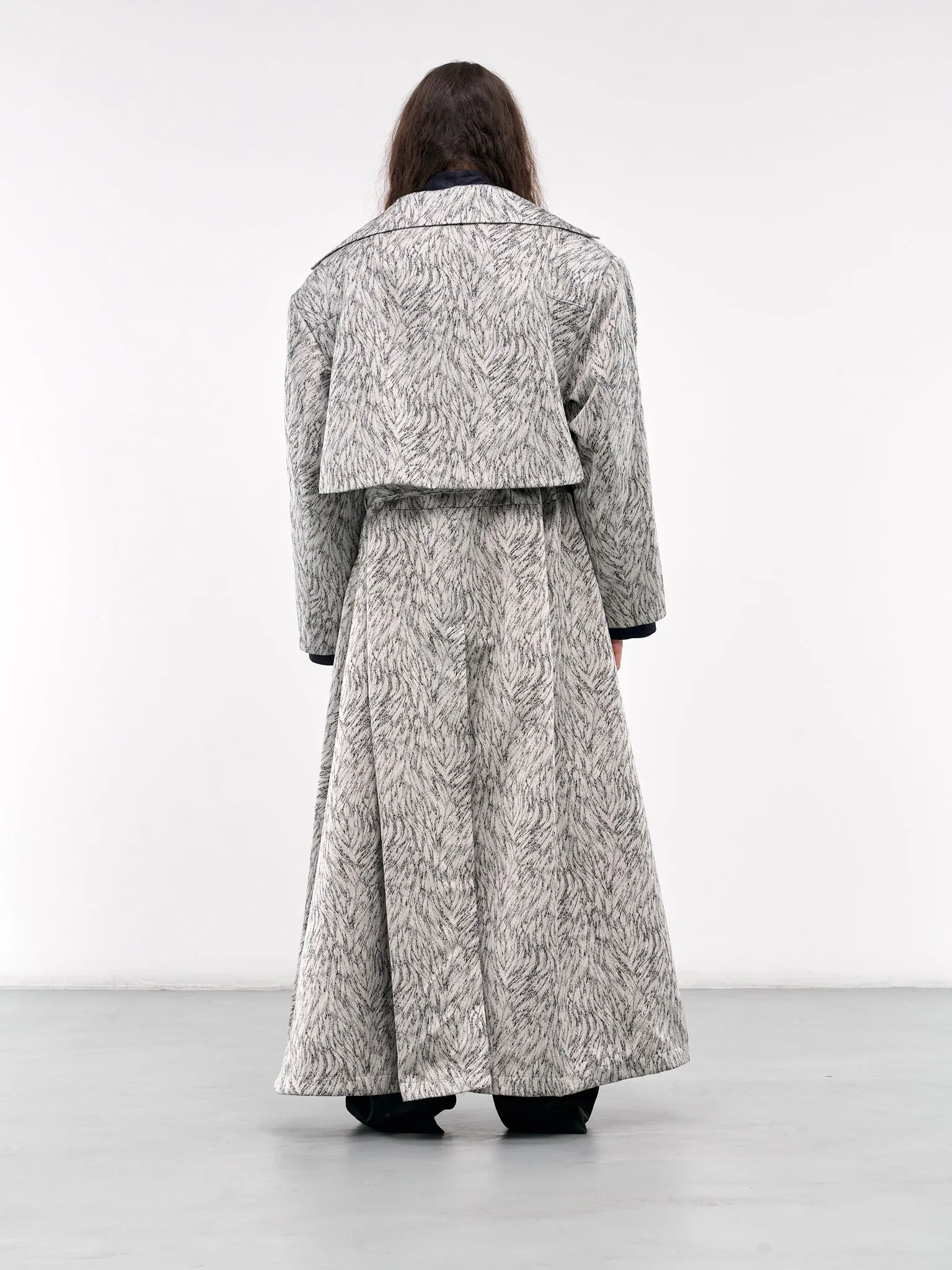 Fur Jacquard Trench Cape (0189-T727-SILVER-FOX)