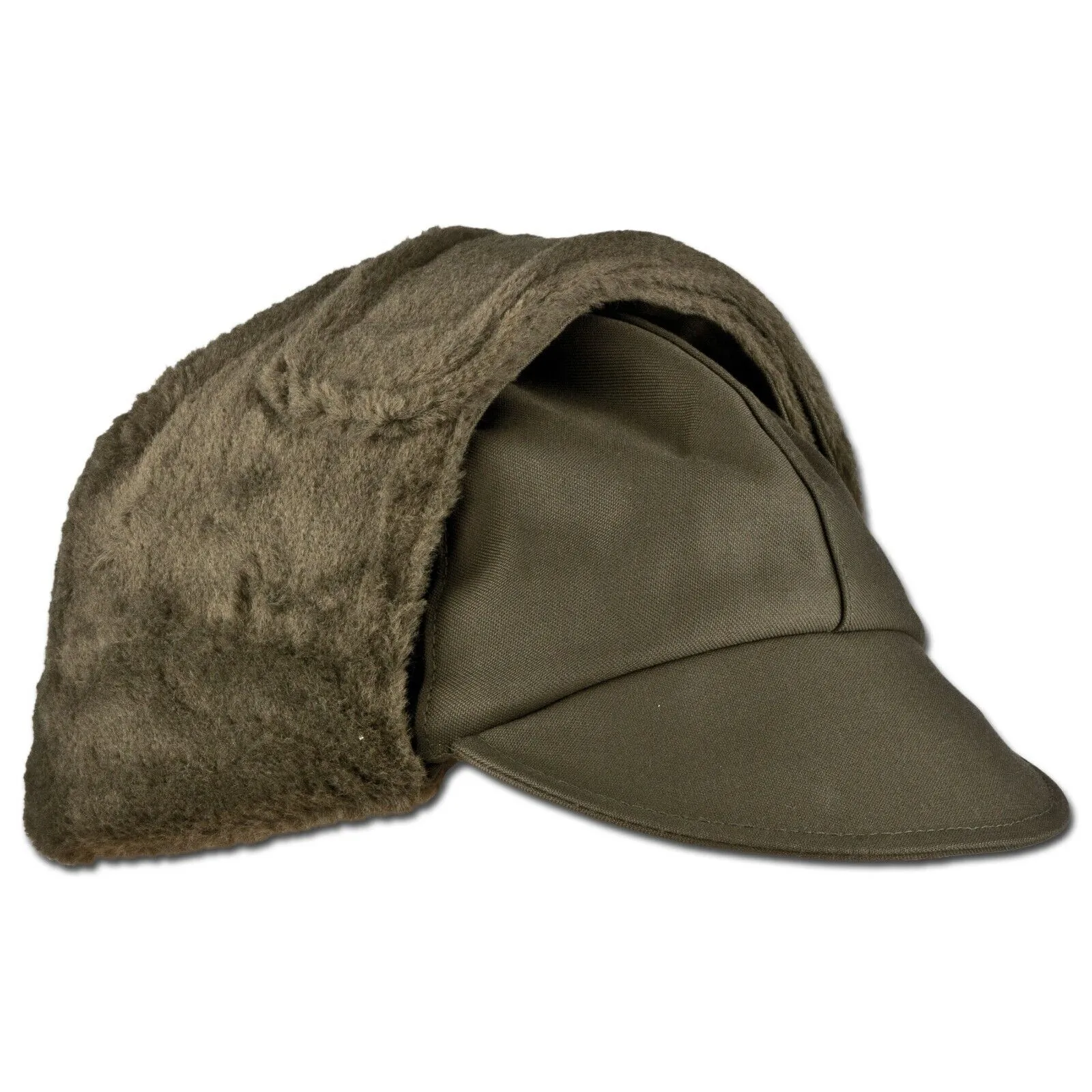 GERMAN MILITARY ARMY OD GREEN COLD WEATHER WINTER CAP/HAT EAR FLAPS SIZE 64 XXL
