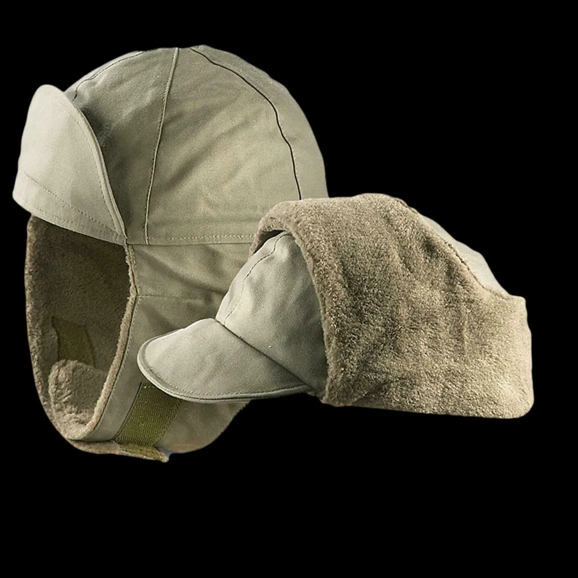 GERMAN MILITARY ARMY OD GREEN COLD WEATHER WINTER CAP/HAT EAR FLAPS SIZE 64 XXL