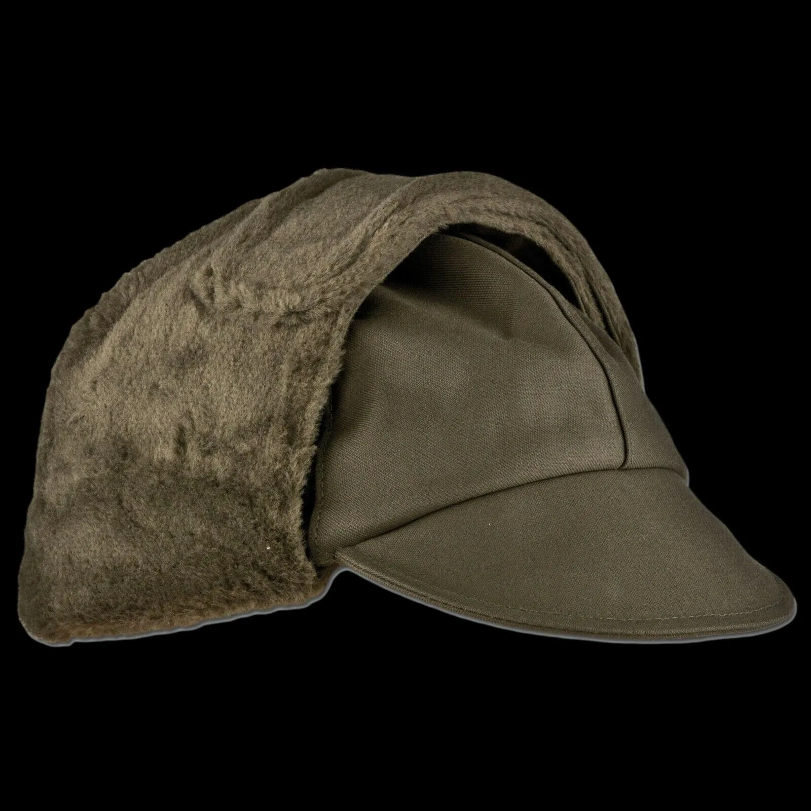 GERMAN MILITARY ARMY OD GREEN COLD WEATHER WINTER CAP/HAT EAR FLAPS SIZE 64 XXL