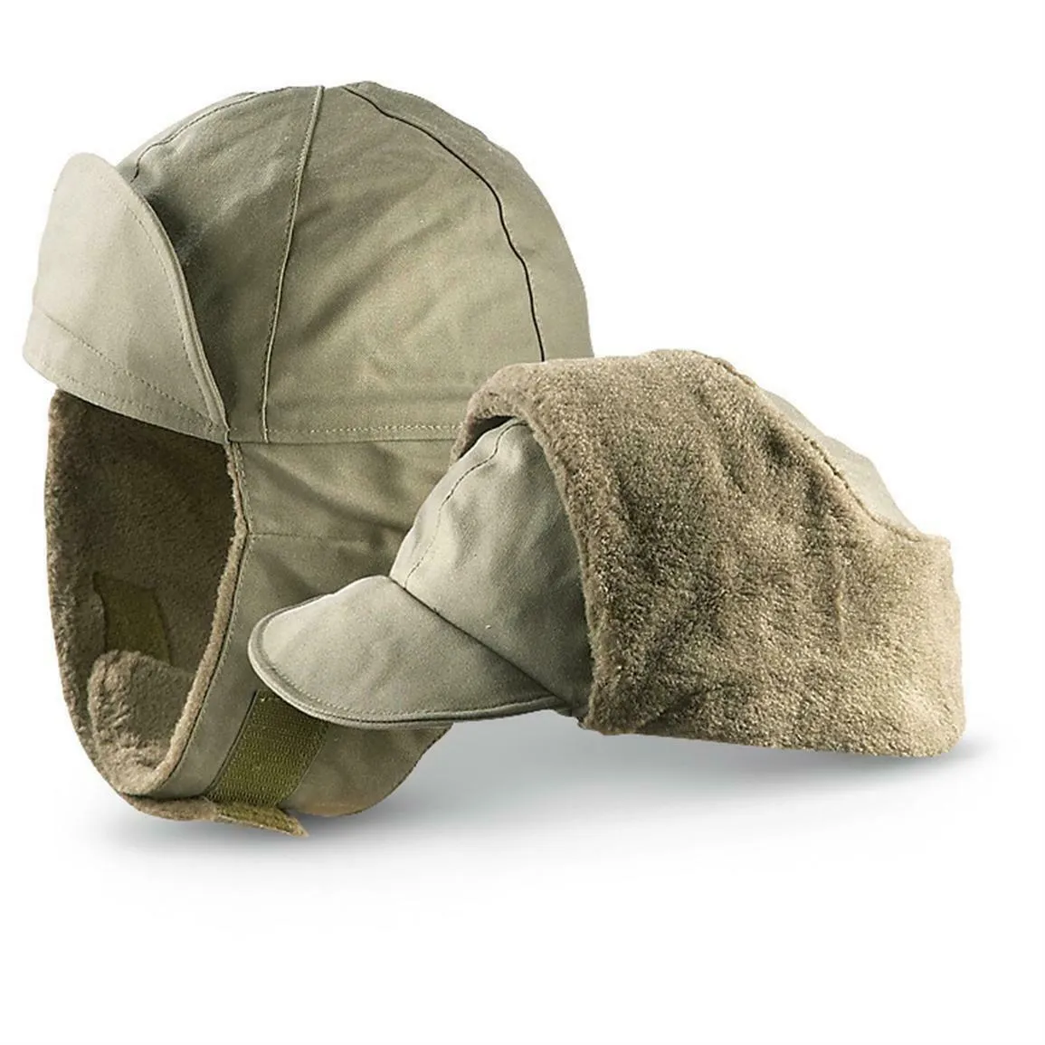 GERMAN MILITARY ARMY OD GREEN COLD WEATHER WINTER CAP/HAT EAR FLAPS SIZE SMALL
