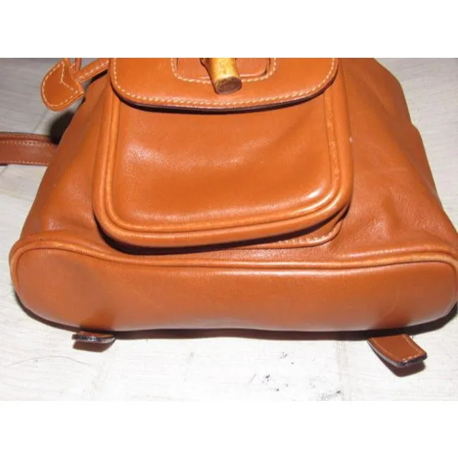 Gucci Vintage Pursesdesigner Purses Caramel Brown Leather Backpack
