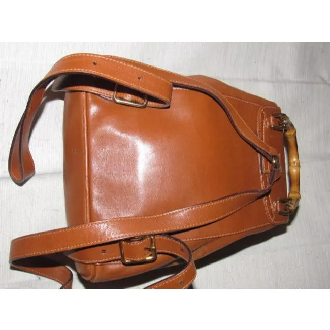 Gucci Vintage Pursesdesigner Purses Caramel Brown Leather Backpack