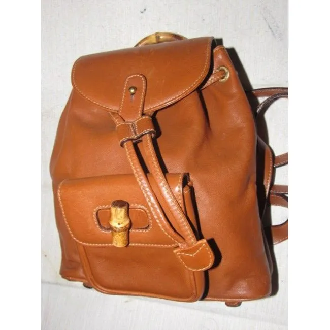 Gucci Vintage Pursesdesigner Purses Caramel Brown Leather Backpack