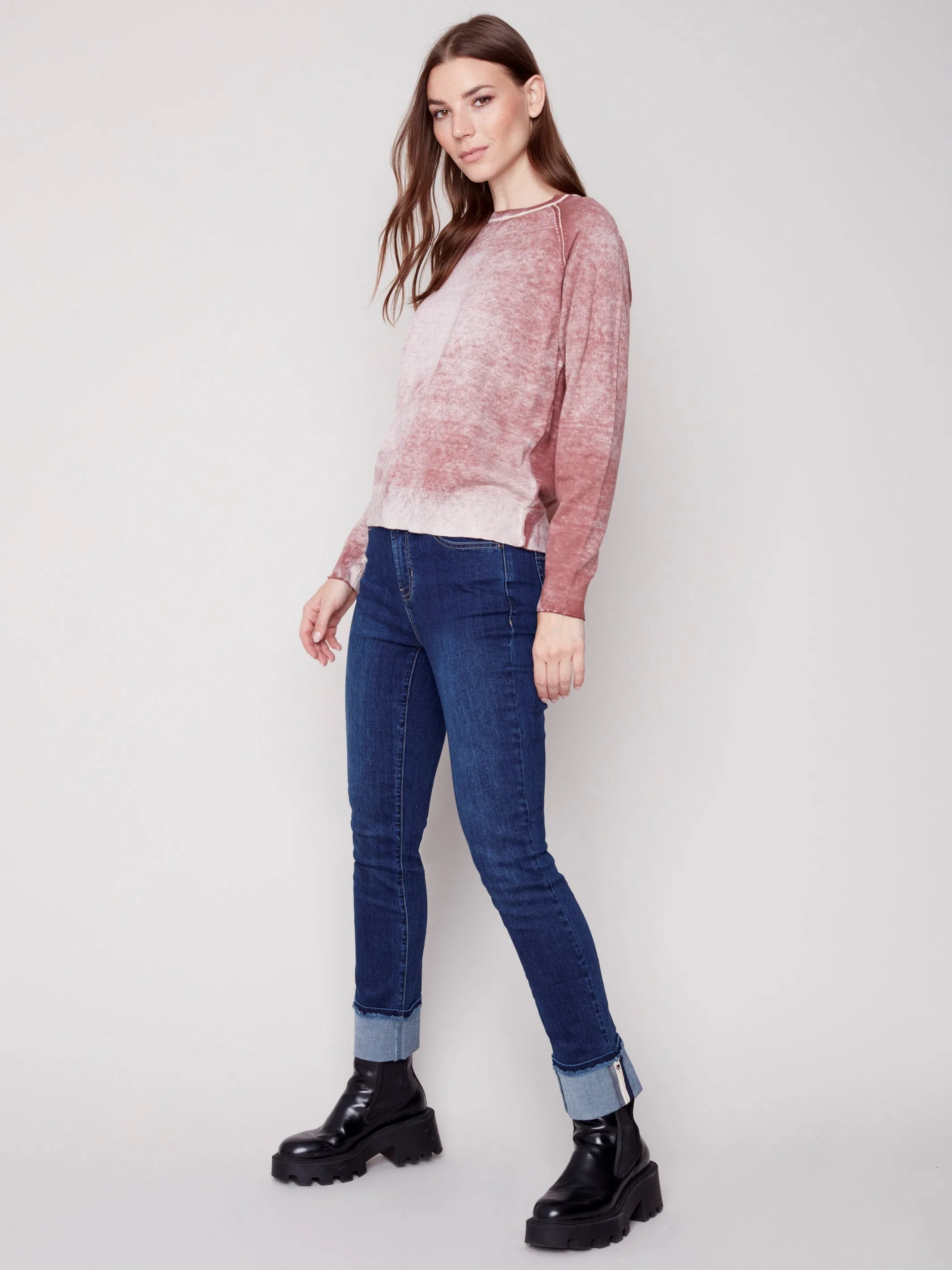 Jeans with Folded Hem - Indigo
