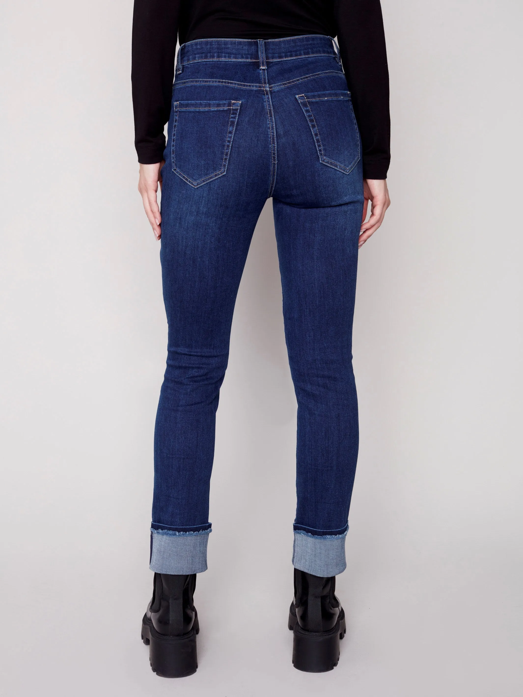 Jeans with Folded Hem - Indigo