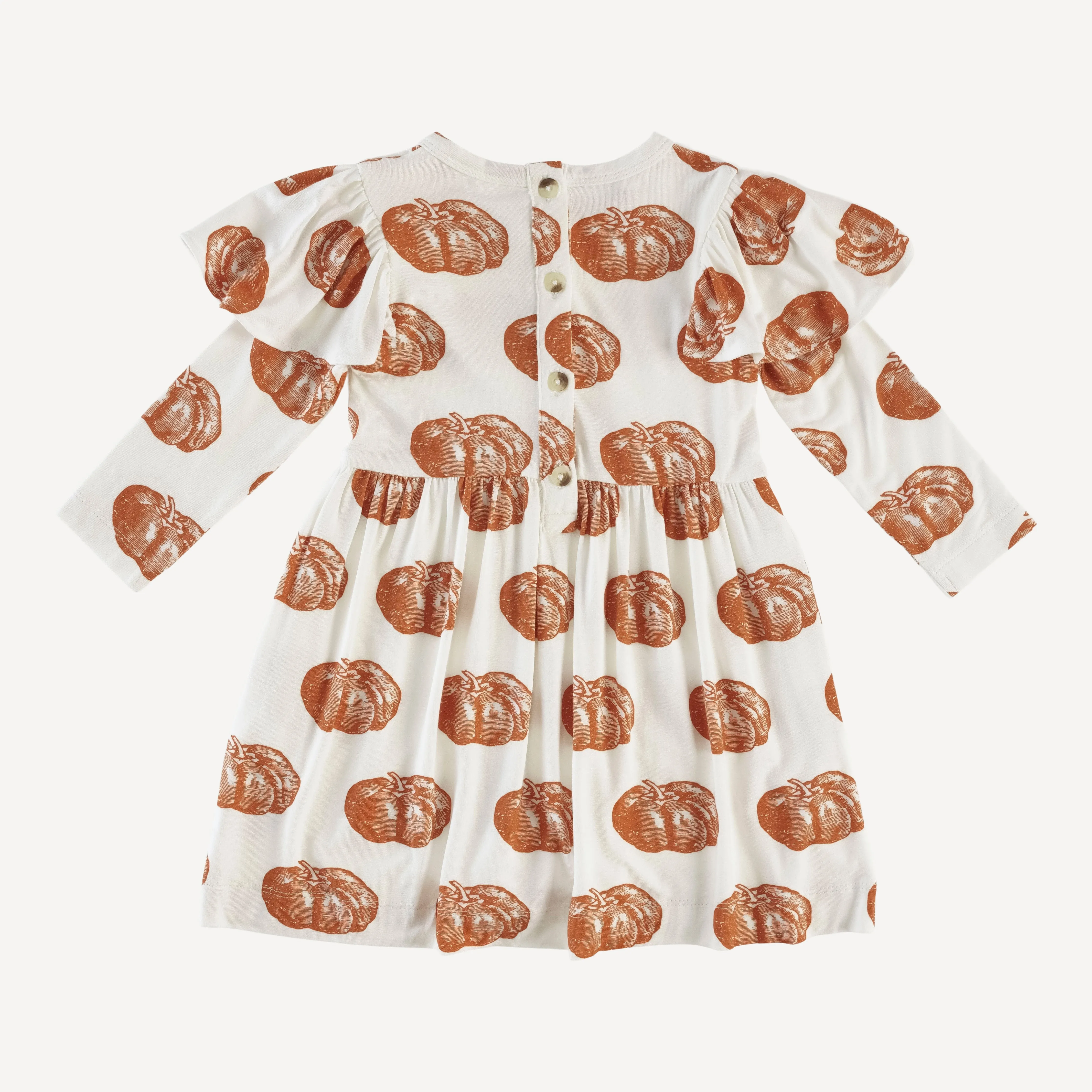 long sleeve flutter sleeve dress | harvest pumpkin | bamboo