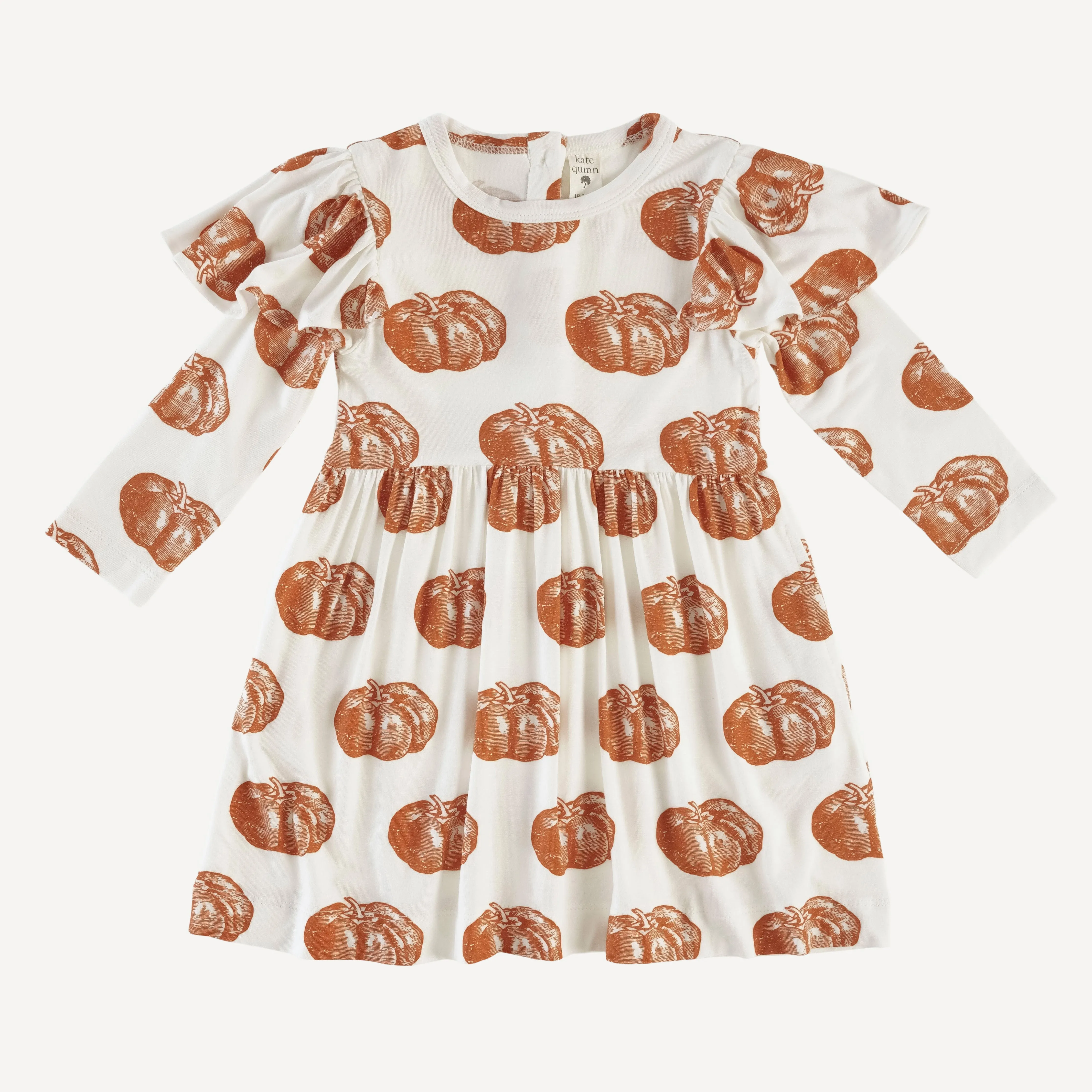 long sleeve flutter sleeve dress | harvest pumpkin | bamboo