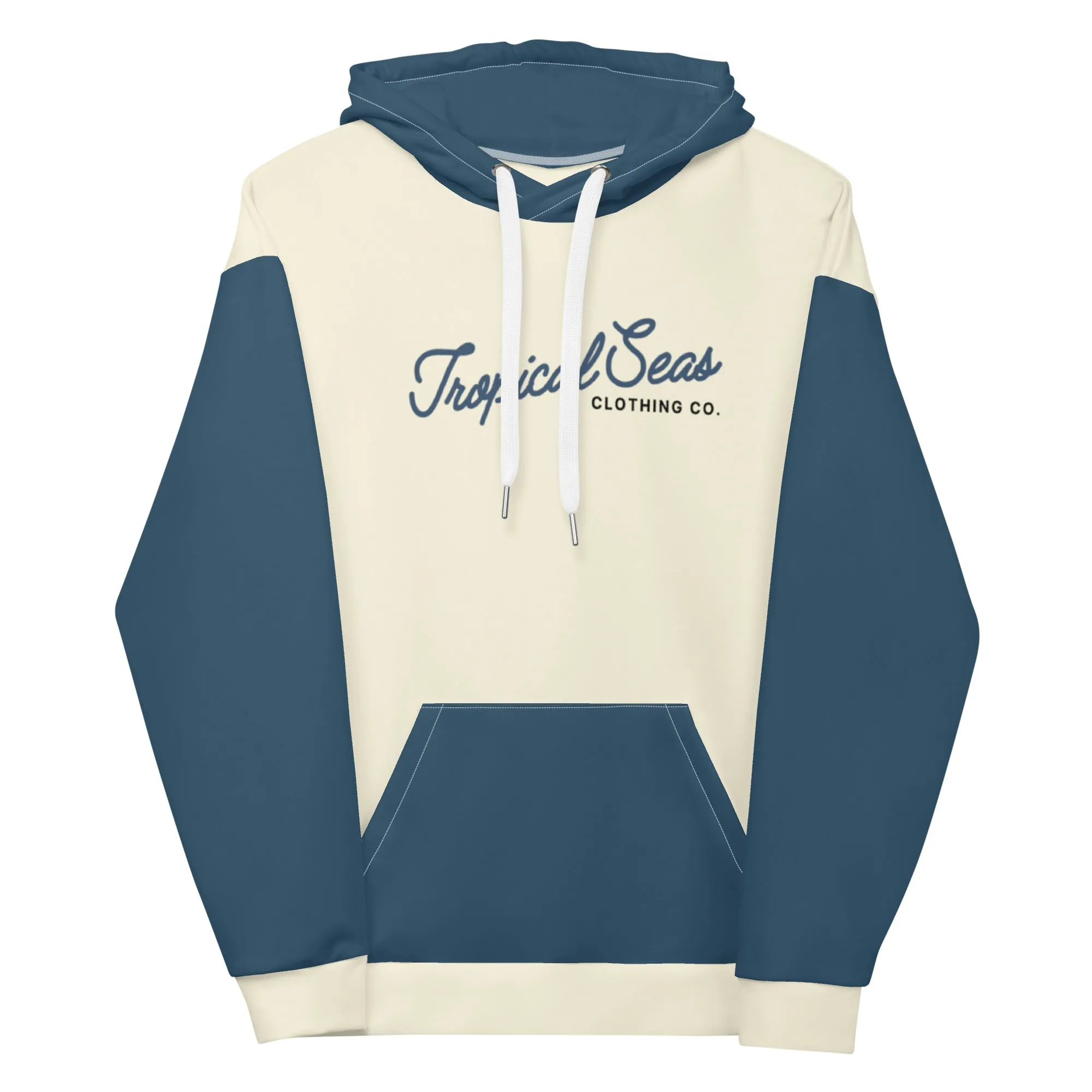 Navy & Off White Two-Toned Tropical Seas Hoodie
