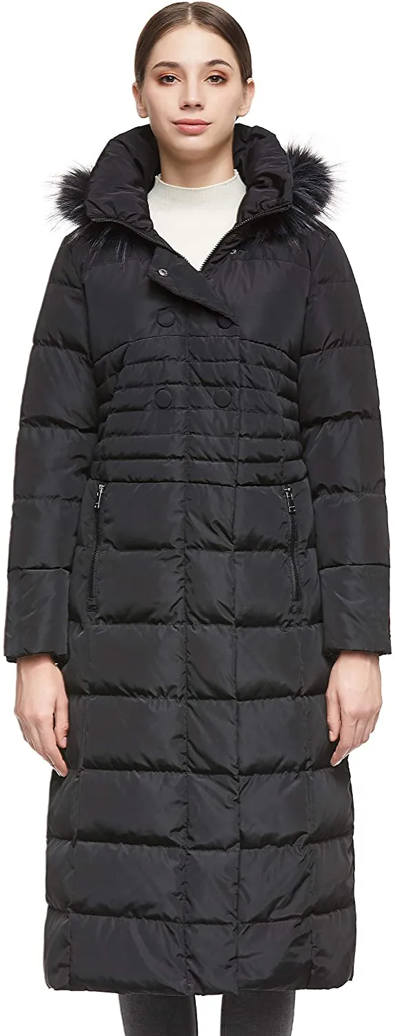 Orolay Women  Down puffer jacket with Hood Fur Long Puffer Coat