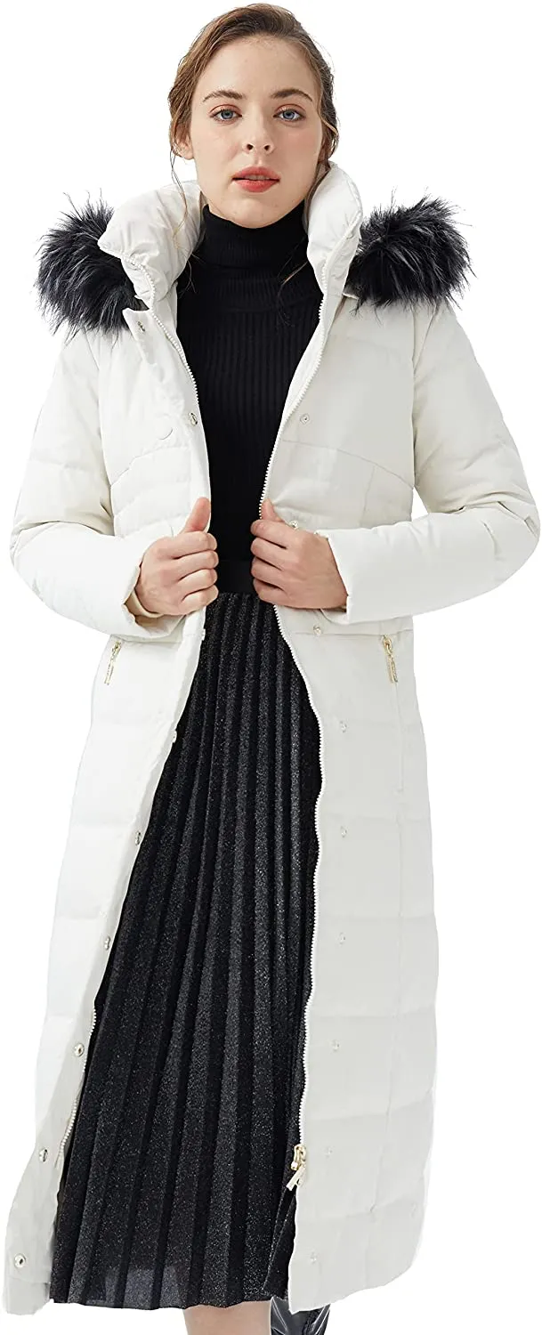 Orolay Women  Down puffer jacket with Hood Fur Long Puffer Coat