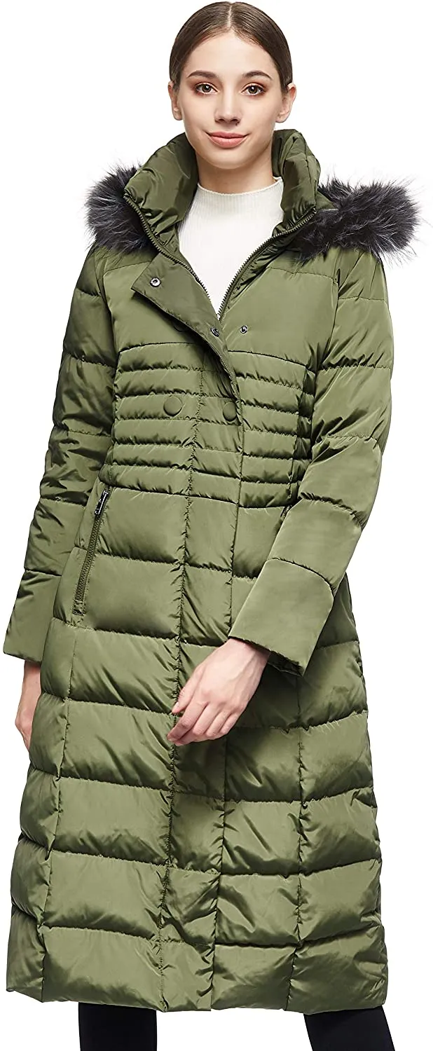 Orolay Women  Down puffer jacket with Hood Fur Long Puffer Coat