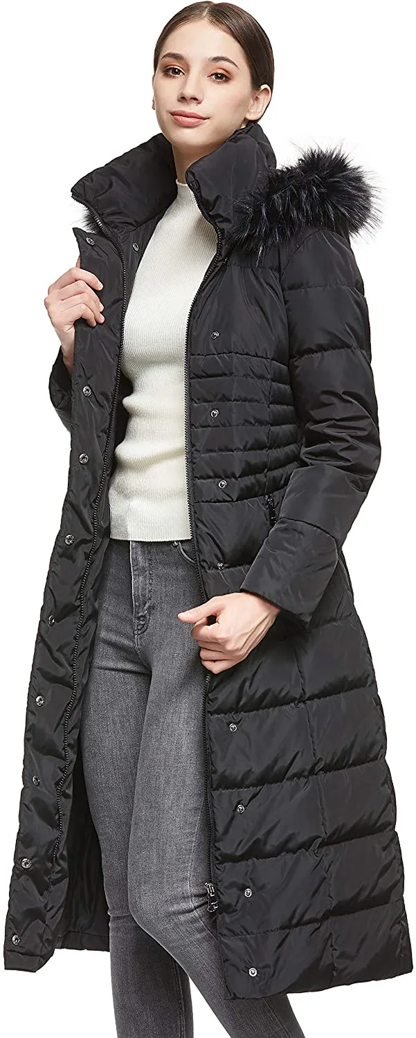 Orolay Women  Down puffer jacket with Hood Fur Long Puffer Coat
