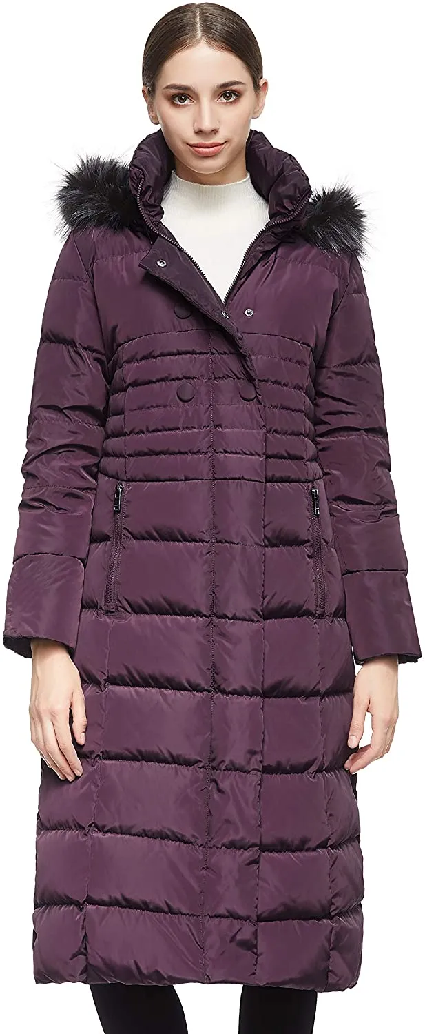 Orolay Women  Down puffer jacket with Hood Fur Long Puffer Coat