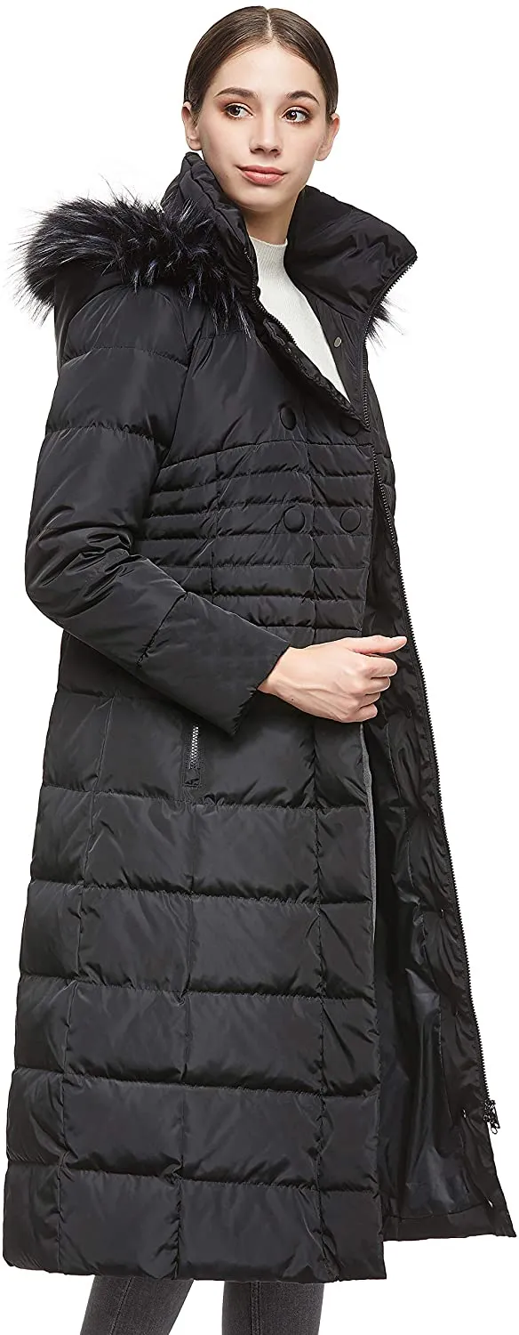Orolay Women  Down puffer jacket with Hood Fur Long Puffer Coat