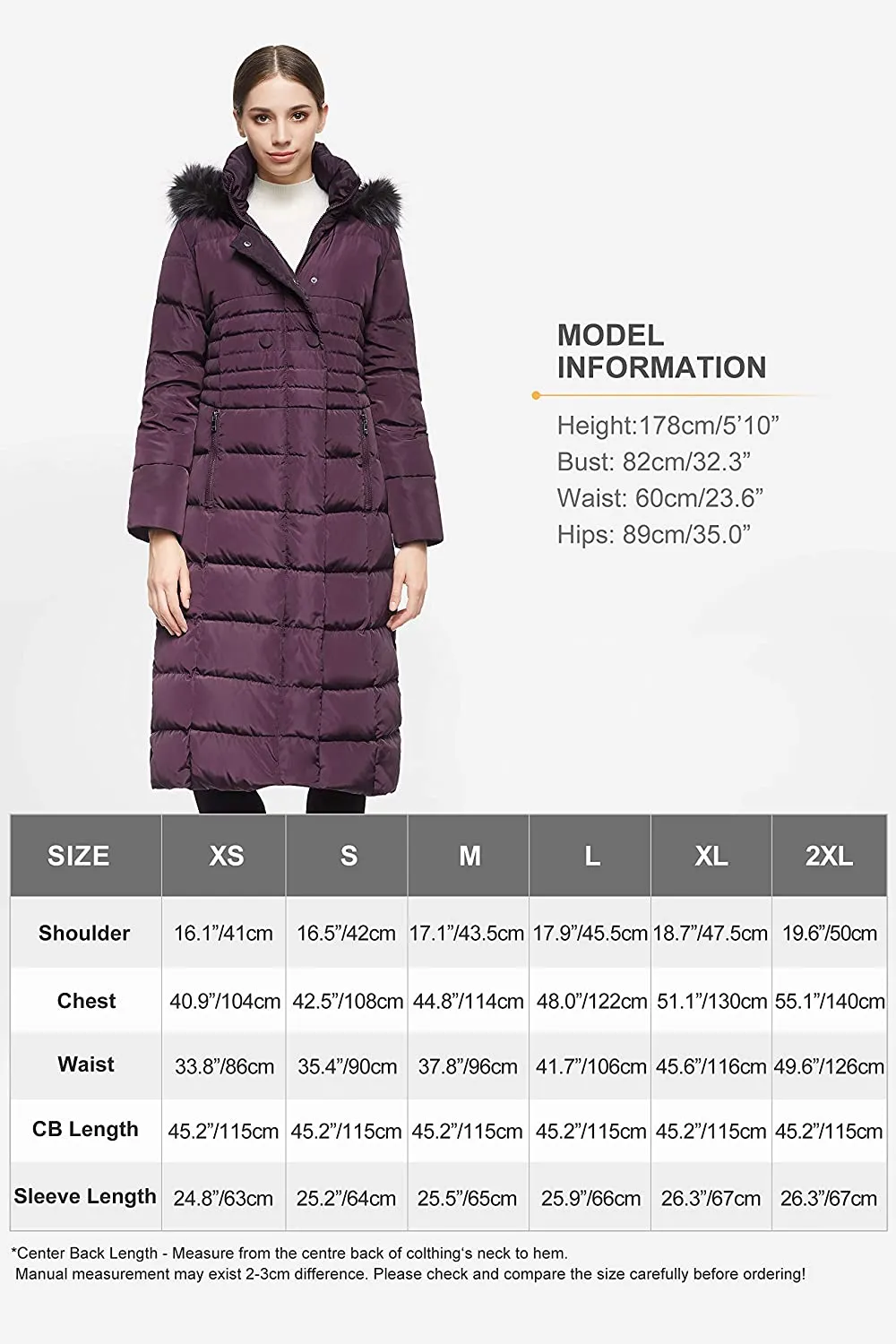 Orolay Women  Down puffer jacket with Hood Fur Long Puffer Coat