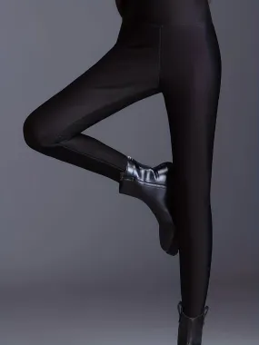 Plush Lined High Waist Thermal Leggings, Soft & Comfy Solid Color Elastic Tights For Fall & Winter, Women's Sleepwear & Loungewear