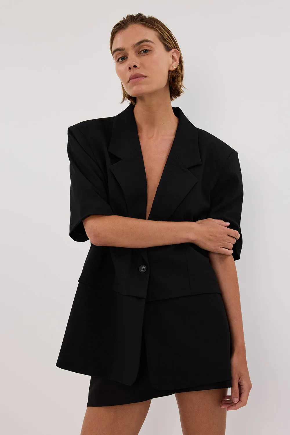 RITA BLACK SHORT SLEEVE BLAZER