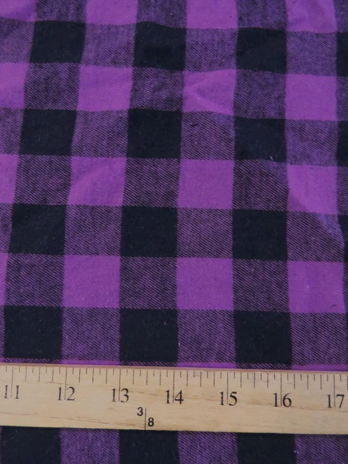 Tartan Plaid Uniform Apparel Flannel Fabric / Buffalo Black/Purple / Sold By The Yard