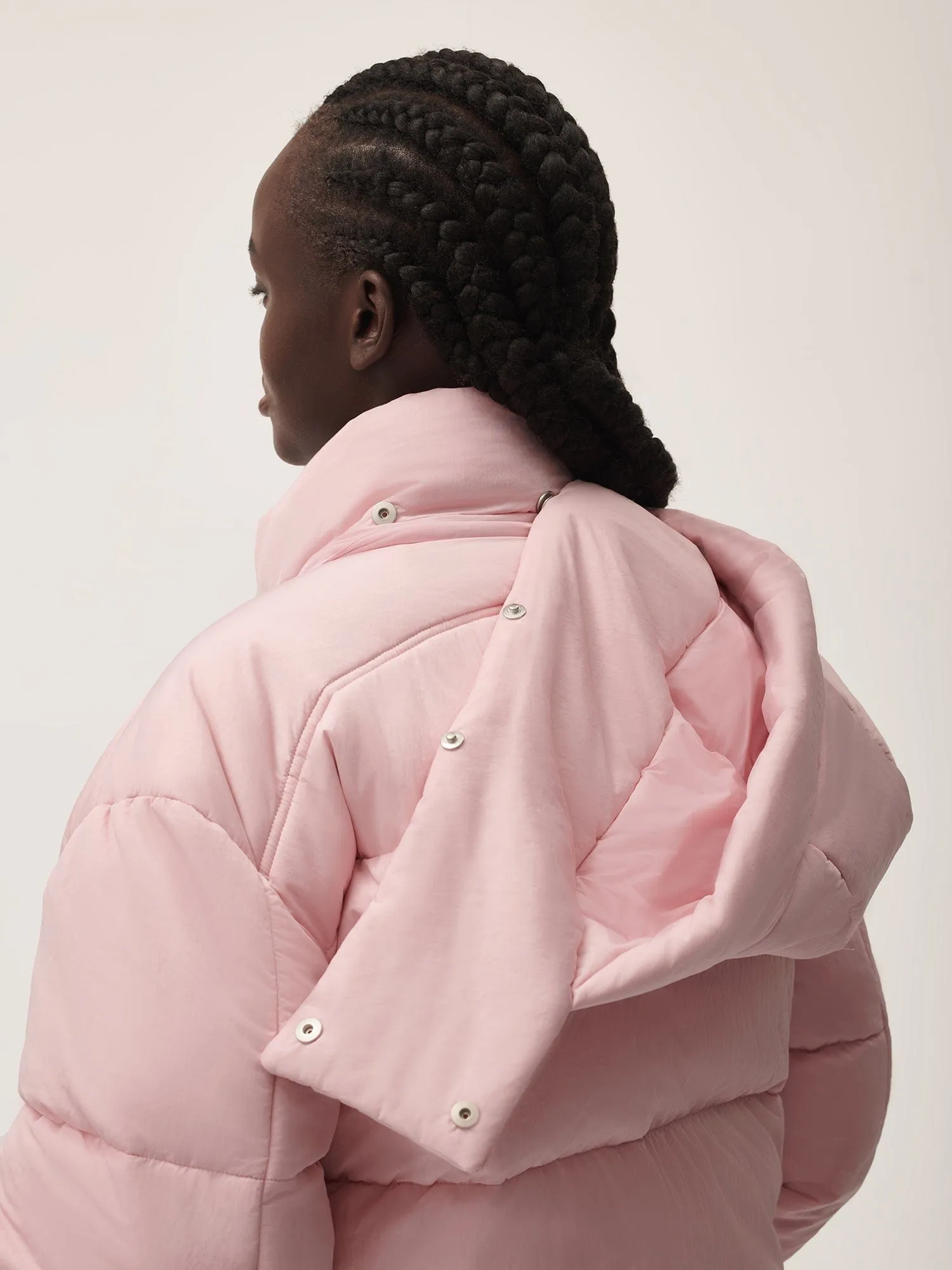 Women’s Flower-Warmth Recycled Nylon Cropped Puffer—magnolia pink