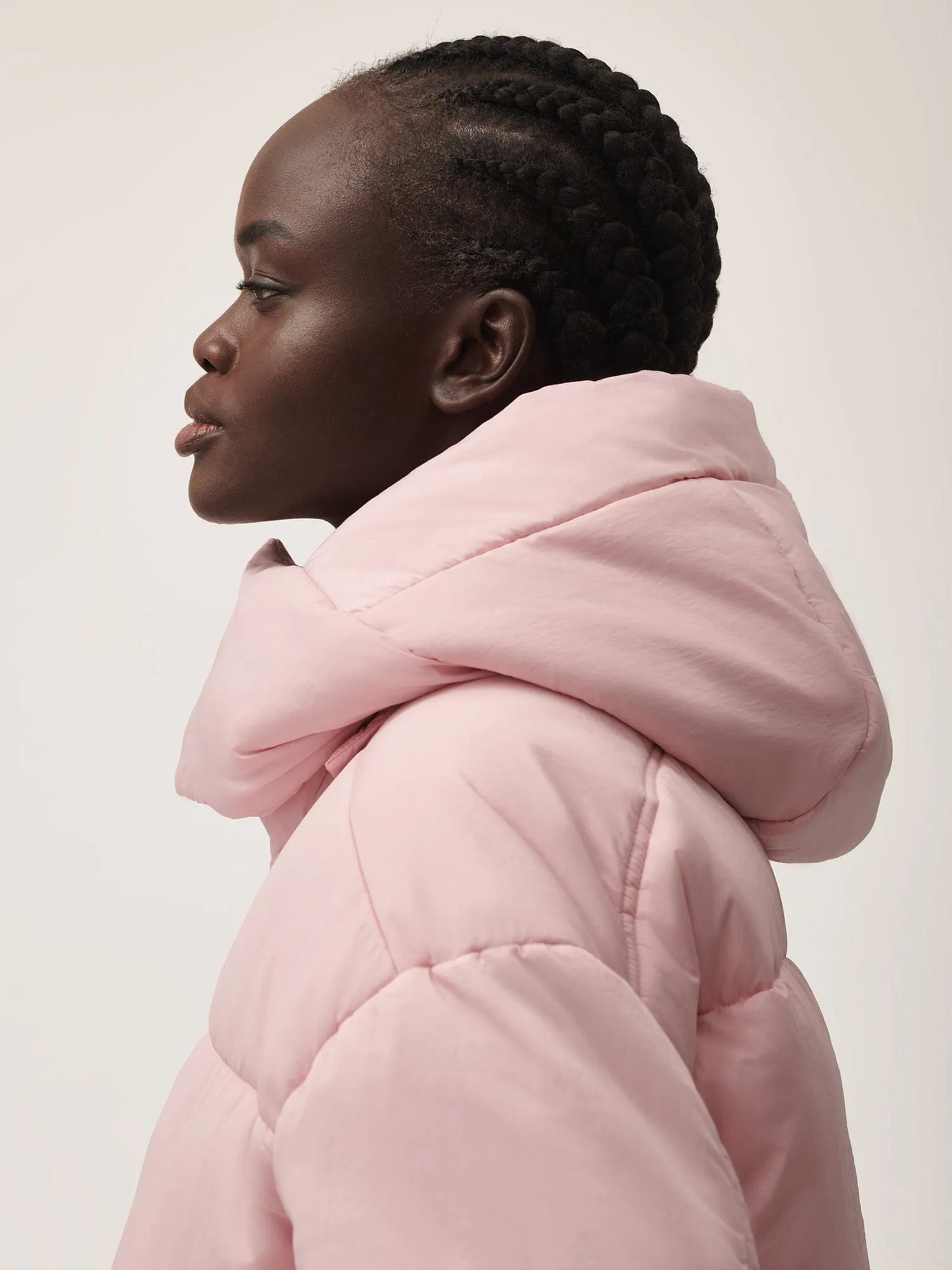 Women’s Flower-Warmth Recycled Nylon Cropped Puffer—magnolia pink