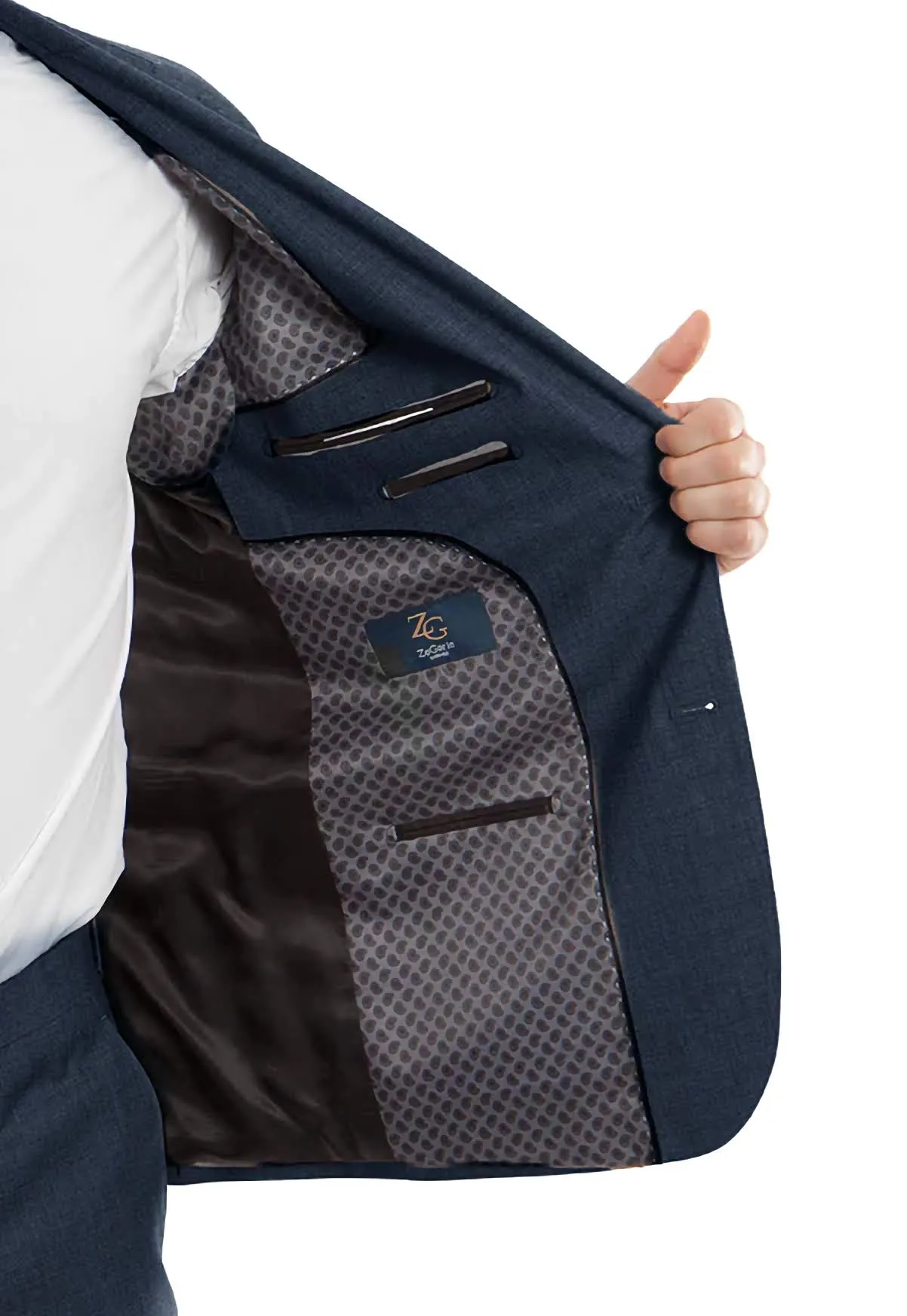Wool Suit Modern Fit Italian Style 2 Piece in Indigo